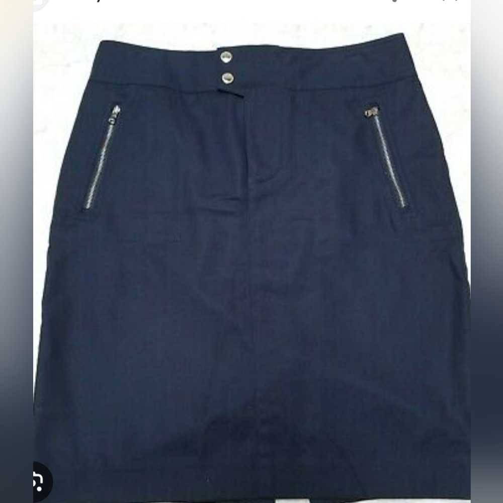 LAUREN Ralph Lauren Navy Pencil Skirt with Silver Zipper Accents 8p